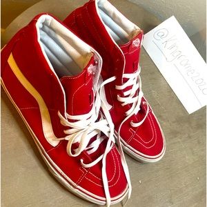 Red and white Vans size 13